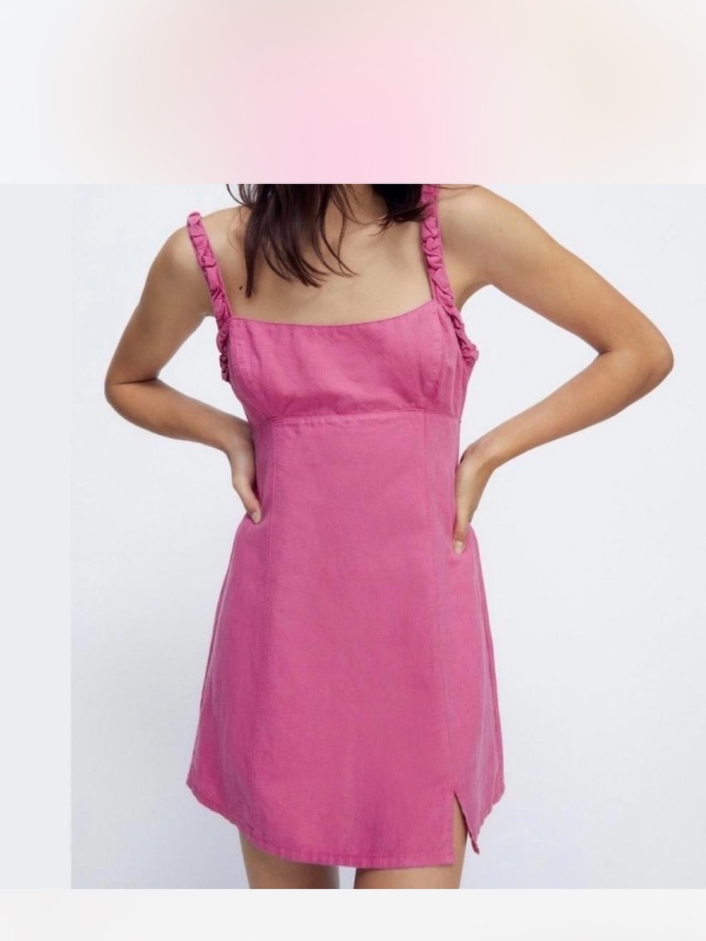 Zara Braided-Strap Pink Mini Dress